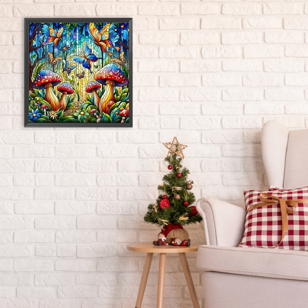 Glass Wind Mushroom - Full Round Drill Diamond Painting 30*30CM