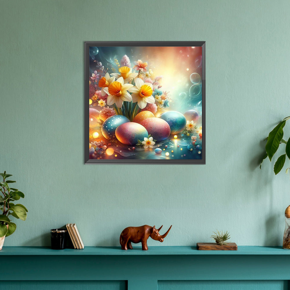 Easter Eggs With Daffodils - Full Round Drill Diamond Painting 30*30CM