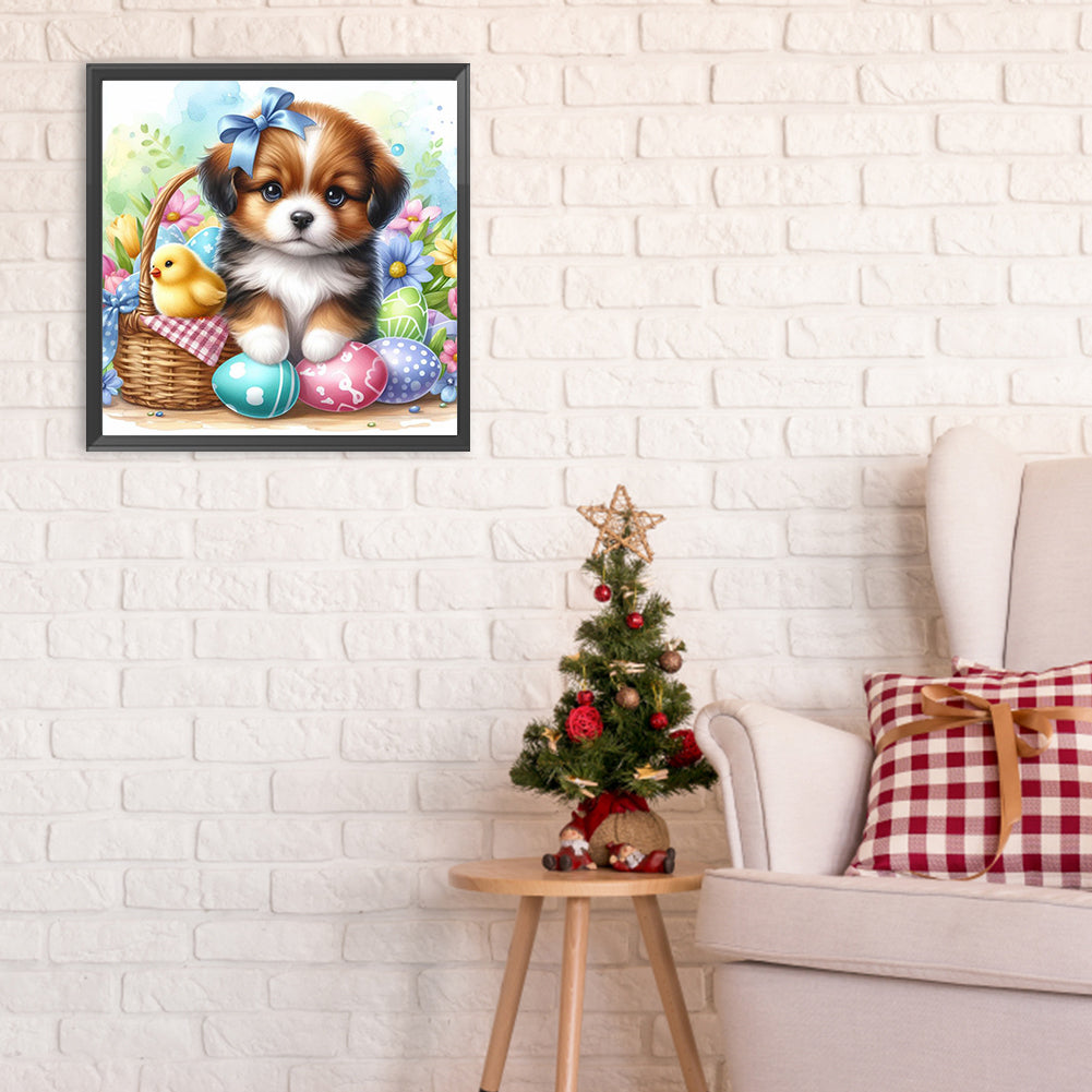 Pastoral Dog And Easter Egg - Full Round Drill Diamond Painting 30*30CM