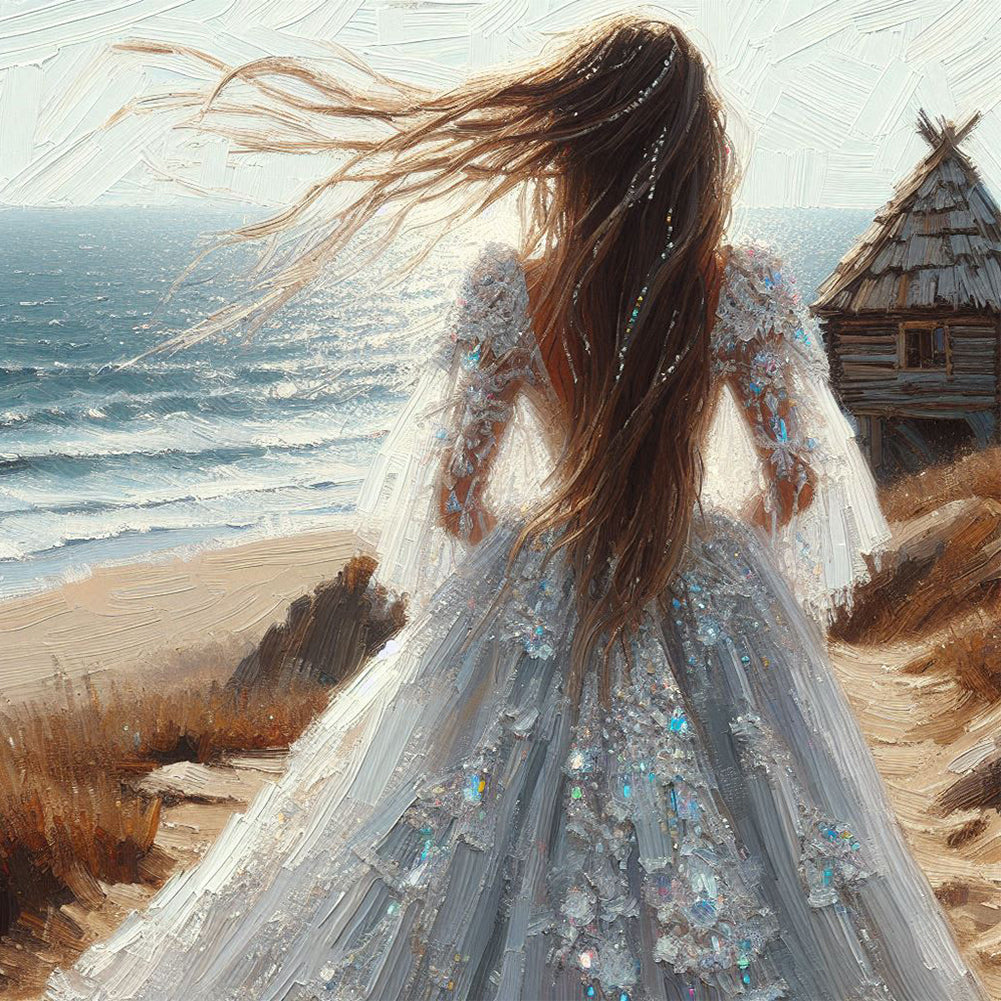 Beach Girl Back - Full Round Drill Diamond Painting 30*30CM