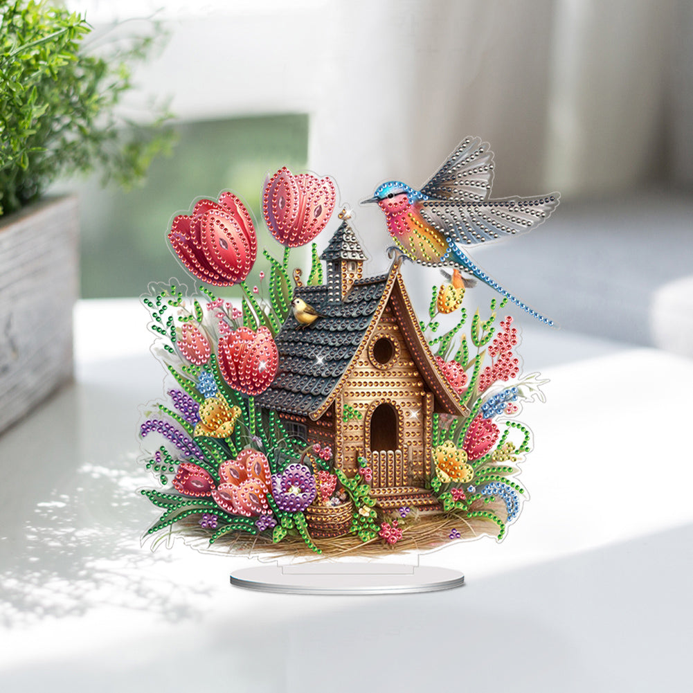 Tulip Cottage Acrylic Special Shape DIY Diamond Painting Desktop Ornaments