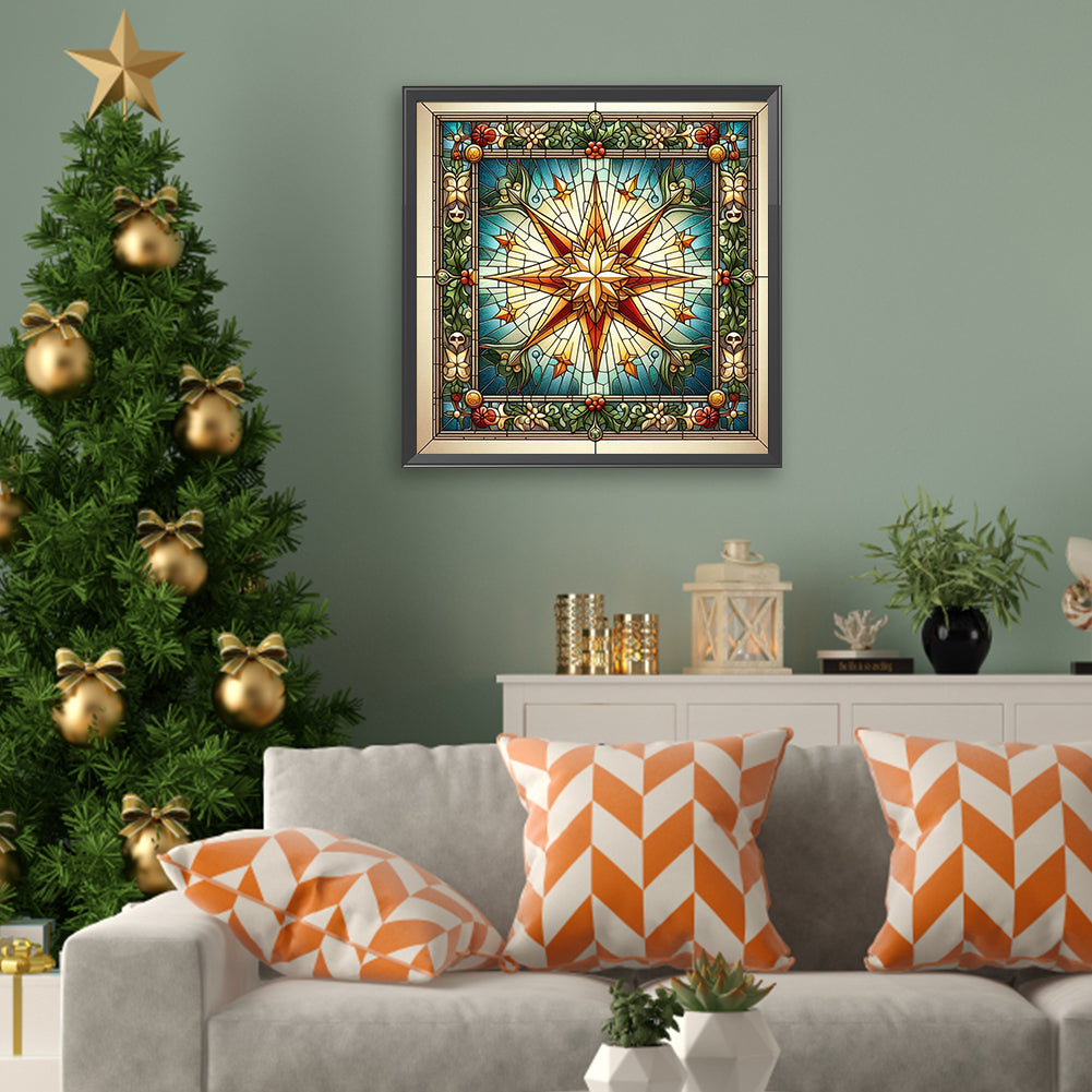 Glass Painting Style Christmas - Full Square Drill Diamond Painting 40*40CM
