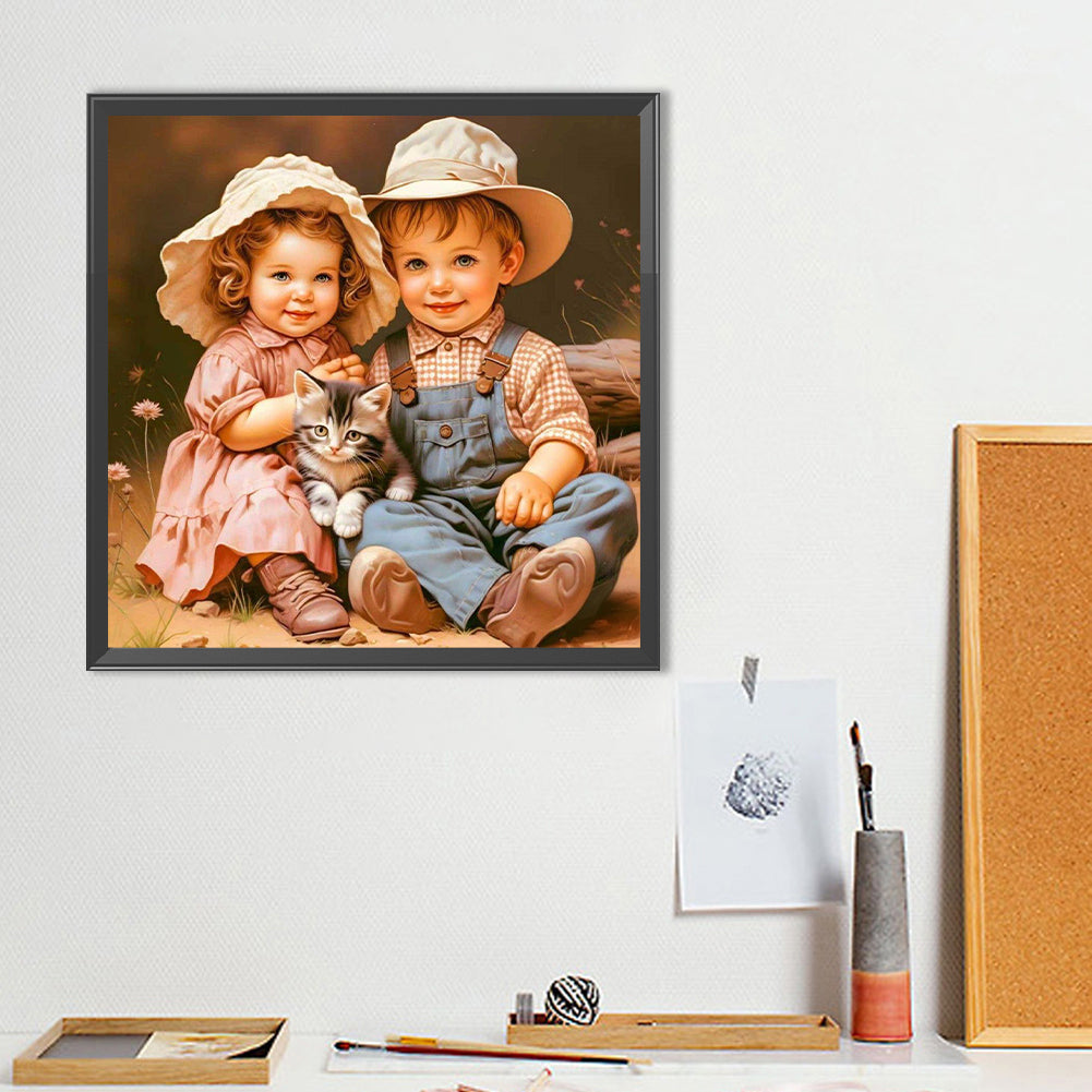 Childhood Sweethearts - Full Round Drill Diamond Painting 40*40CM