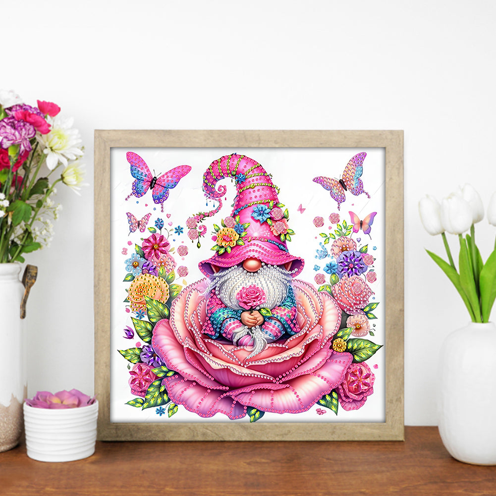 Rose And Gnome - Special Shaped Drill Diamond Painting 30*30CM
