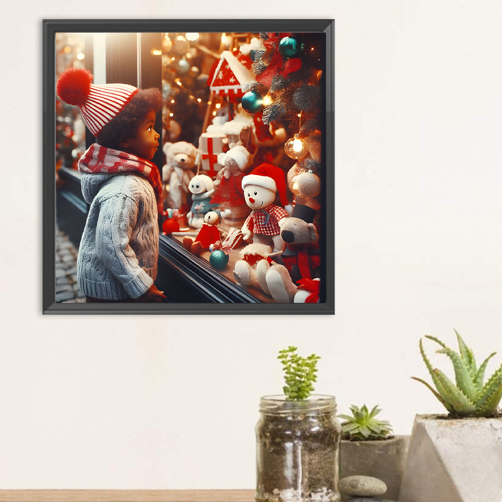 Christmas Window Kids - Full Round Drill Diamond Painting 30*30CM