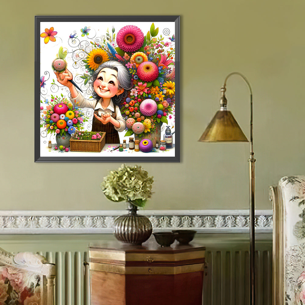 Happy People And Flowers - Full Round Drill Diamond Painting 40*40CM