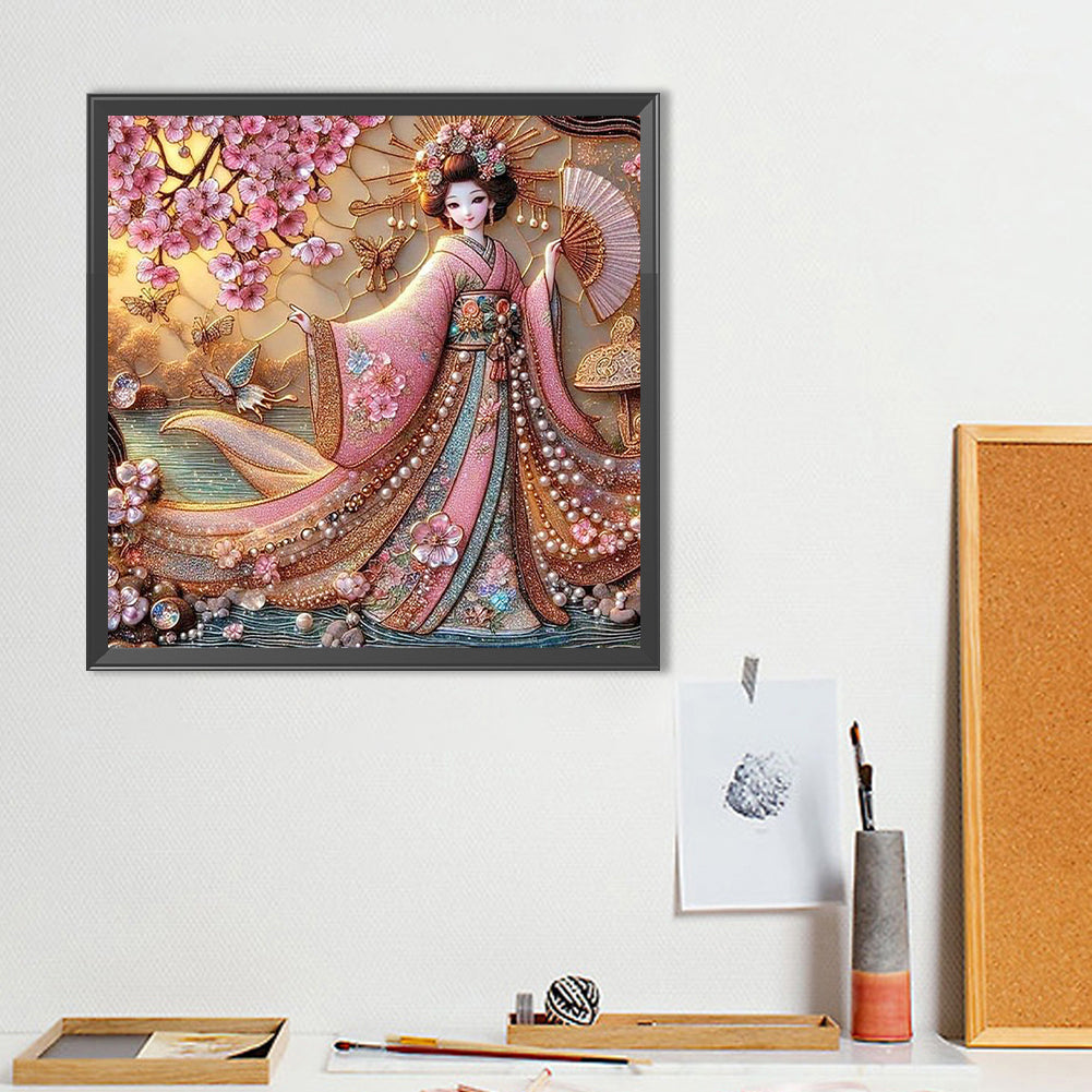 Japanese Geisha Beauty - Full Round Drill Diamond Painting 40*40CM
