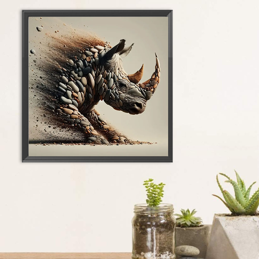 Stone Art Rhino - Full Round Drill Diamond Painting 30*30CM