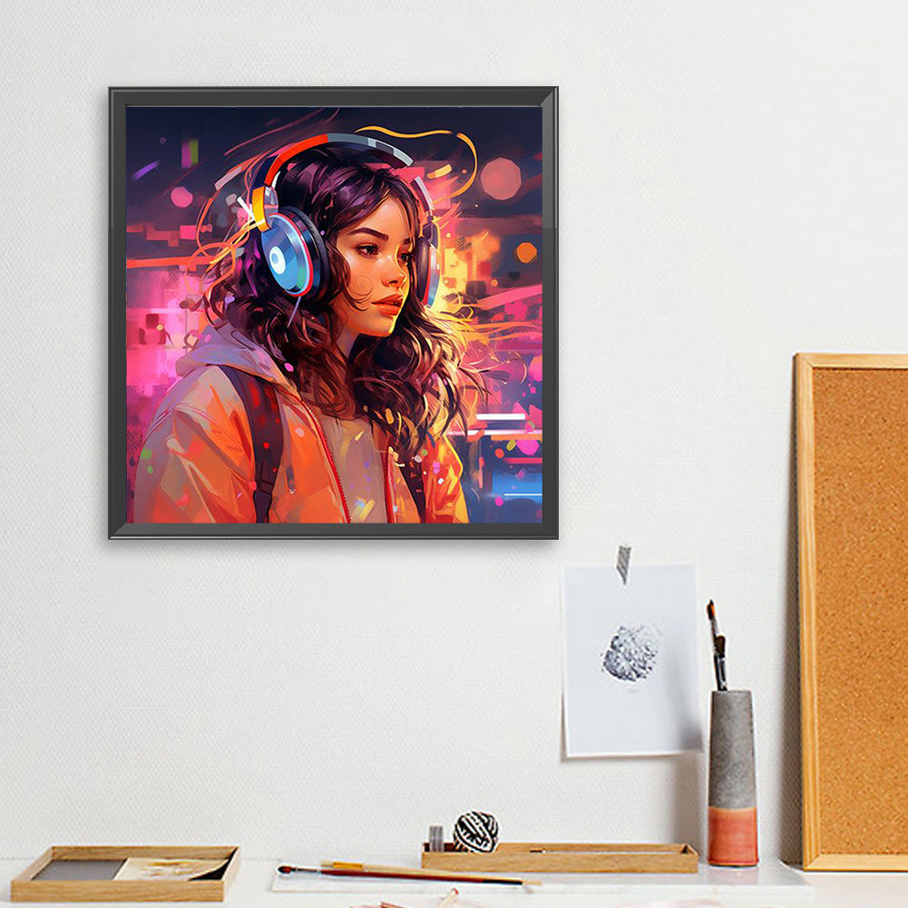 Music Trend Girl - Full Square Drill Diamond Painting 40*40CM