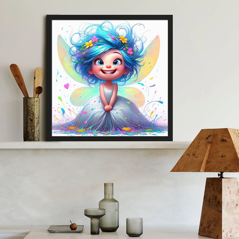 Blue-Haired Elf Girl - Full Round Drill Diamond Painting 40*40CM