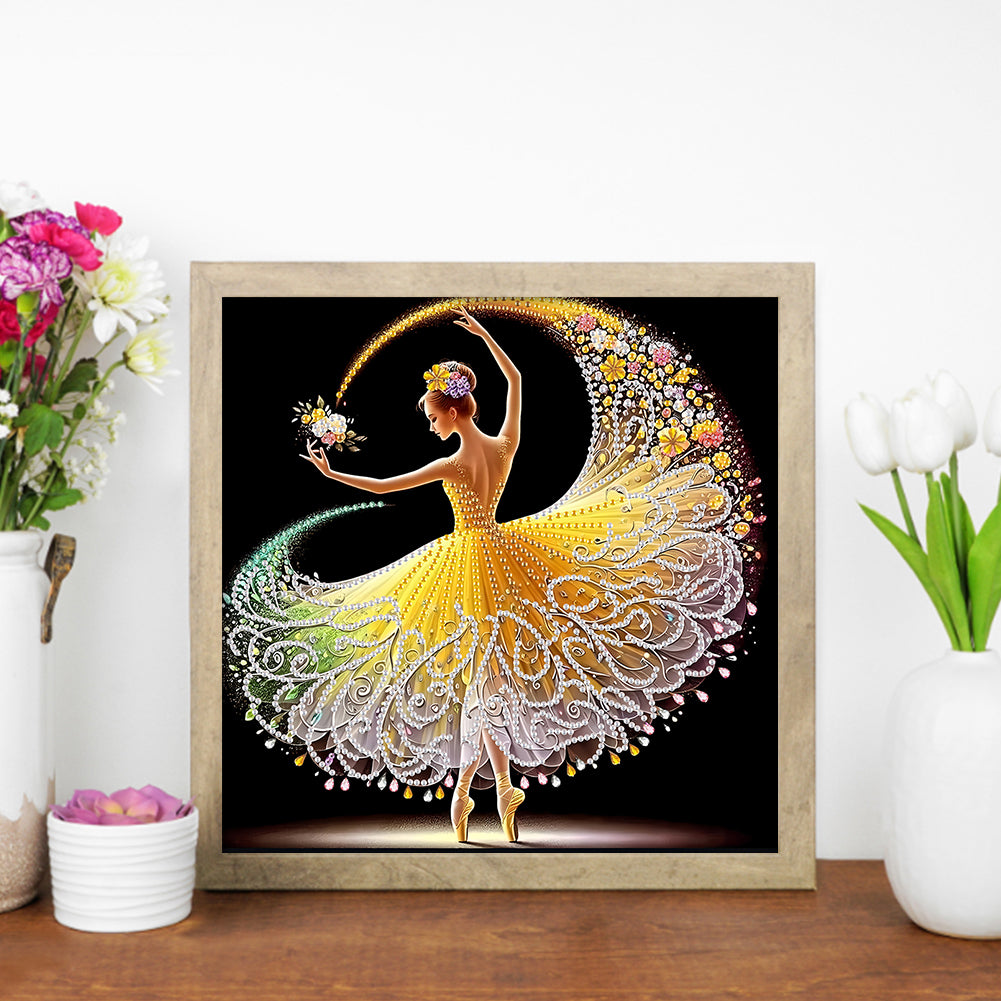 Dancing Girl With Beautiful Skirt - Special Shaped Drill Diamond Painting 30*30CM