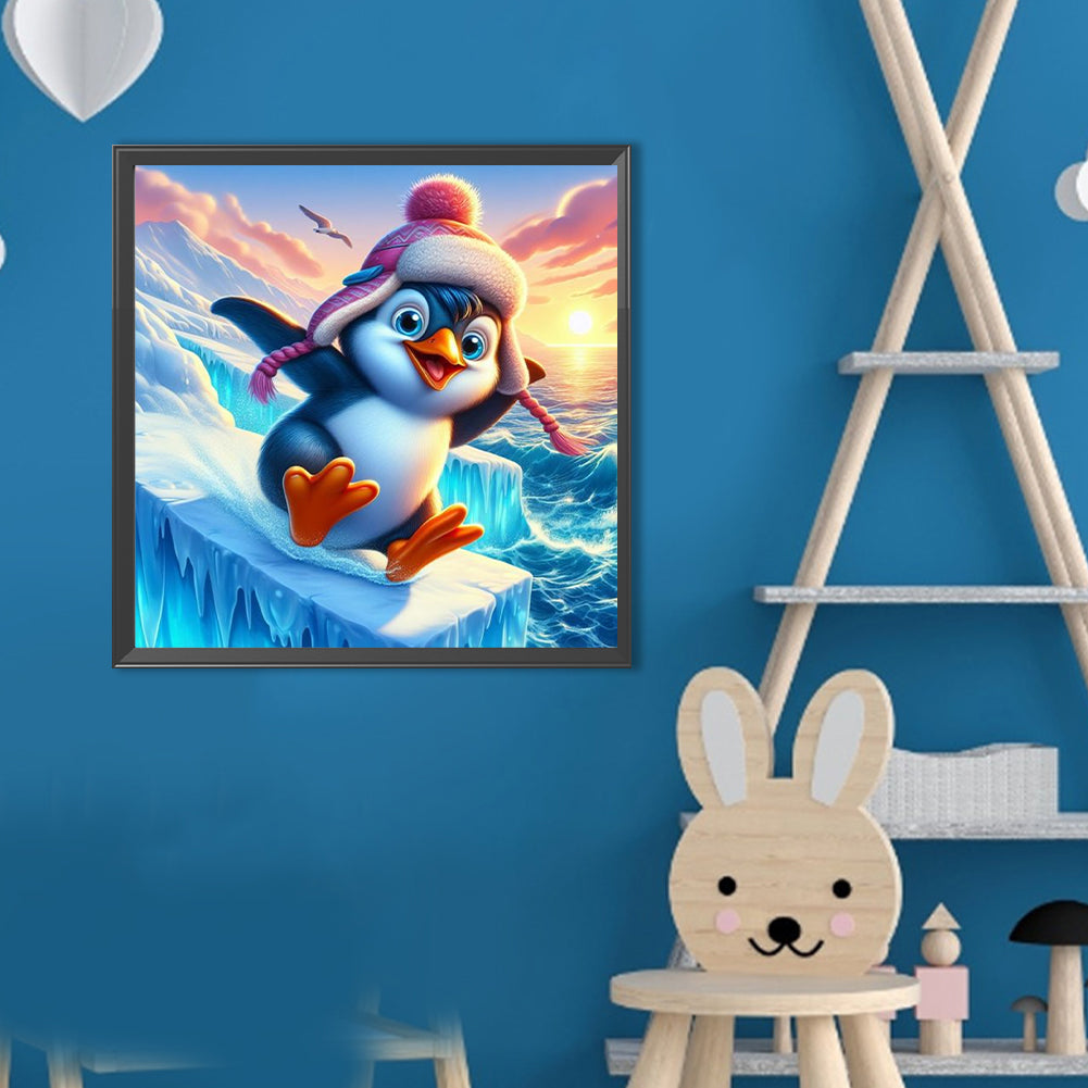 Penguin With Ski - Full Round Drill Diamond Painting 40*40CM