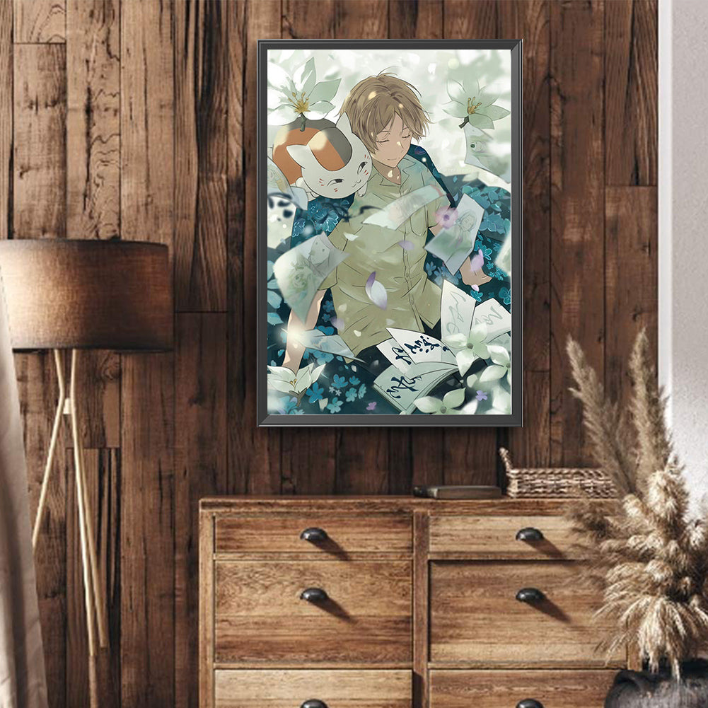 Natsume Cat Teacher And Book Of Friends - Full Round Drill Diamond Painting 40*60CM