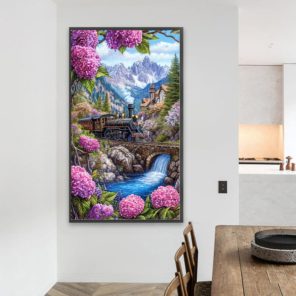 Train Scenery - Full Round Drill Diamond Painting 40*70CM