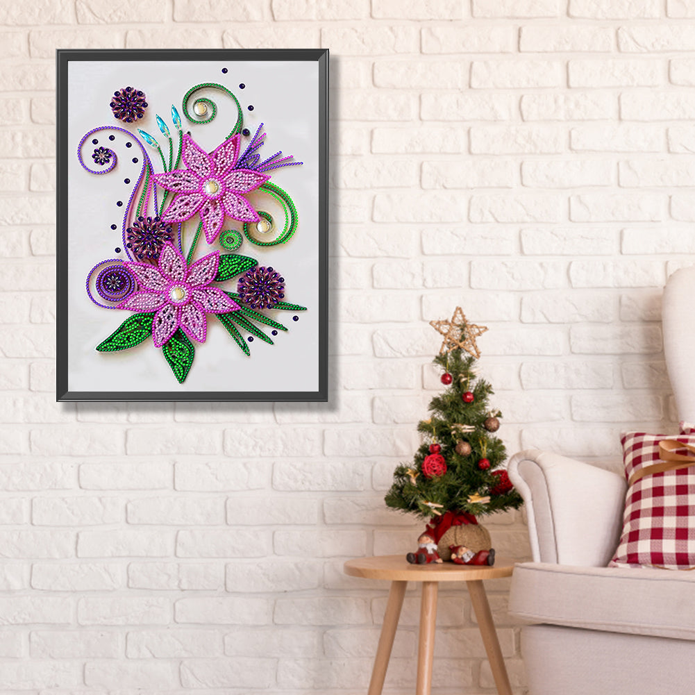 Flower - Special Shaped Drill Diamond Painting 30*40CM