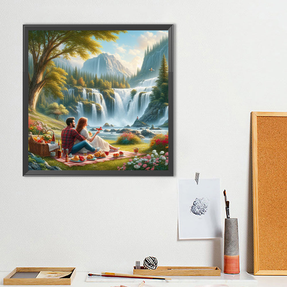 Lovers And Waterfalls - Full Round Drill Diamond Painting 40*40CM