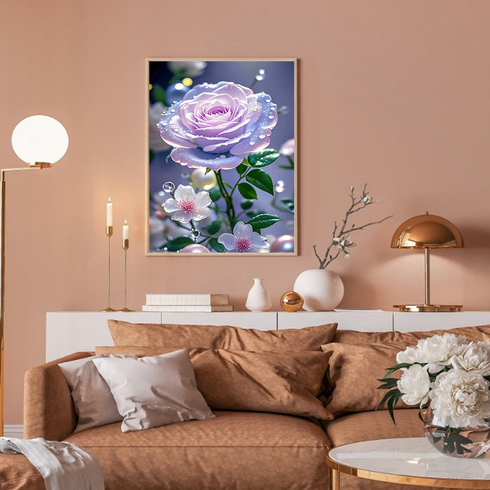 Light-Colored Rose - Full Round Drill Diamond Painting 30*40CM