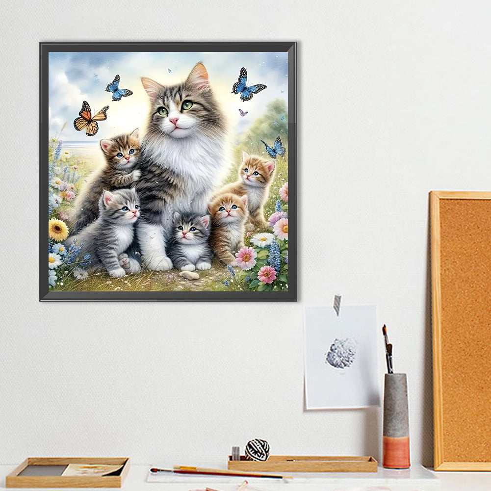 Cats - Full Round Drill Diamond Painting 40*40CM