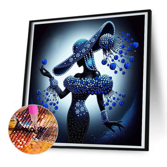 Lady In Elegant Hat - Special Shaped Drill Diamond Painting 30*30CM