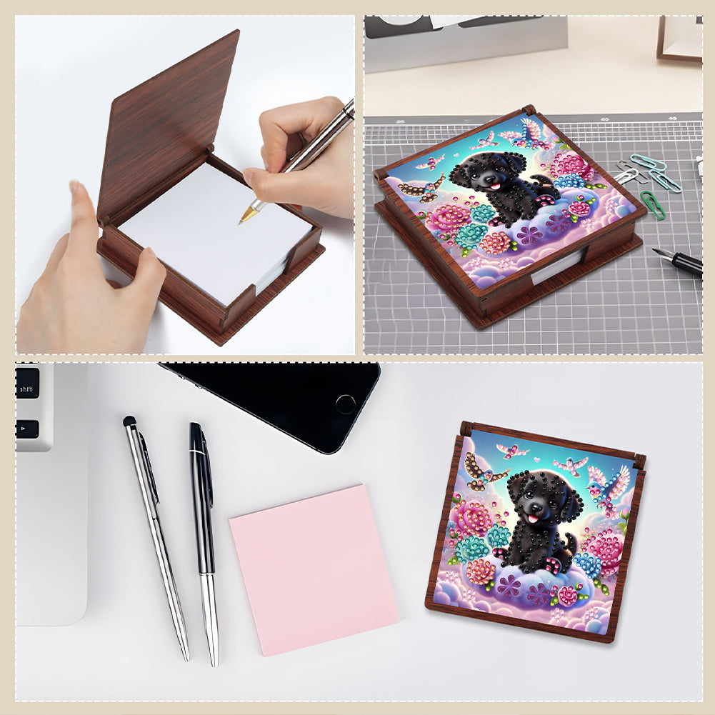 Wooden 5D Diamond Painting Kit Note Box with 160 Sheets Diamond Art Notepad Box