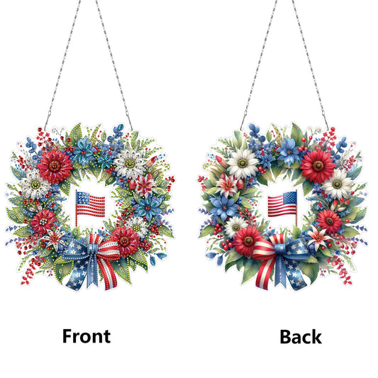 Independence Day Cottage Rhinestone Diamond Art Pendants for Garden Window Decor