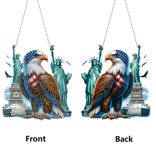 Independence Day Cottage Rhinestone Diamond Art Pendants for Garden Window Decor