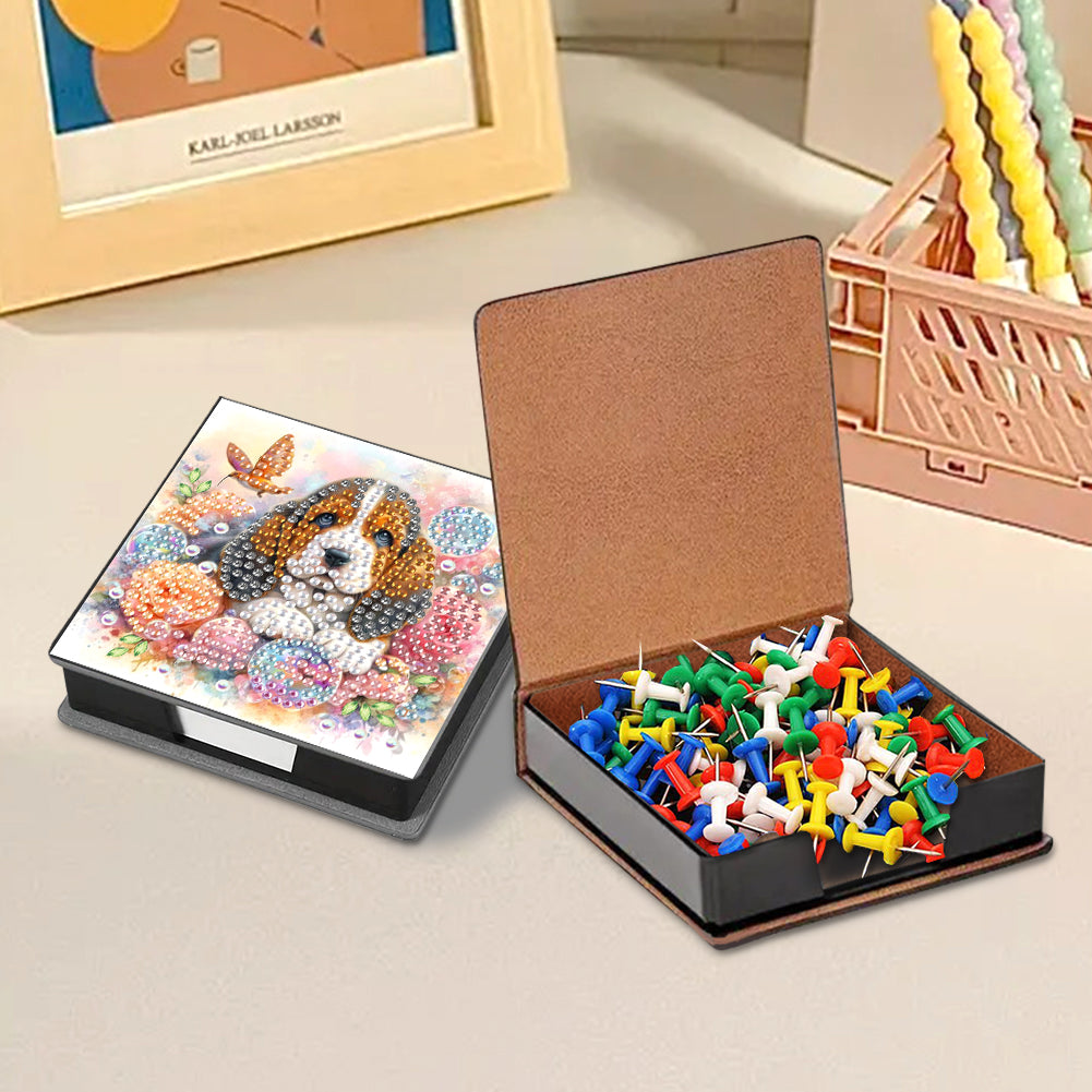 Leather Animals Diamond Art Note Box with 160 Sheets of Paper for DIY Art Craft
