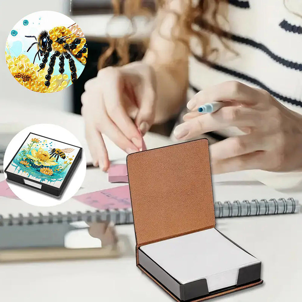 Cross Leather Diamond Art Note Box with 160 Sheets of Paper for Adults Beginners