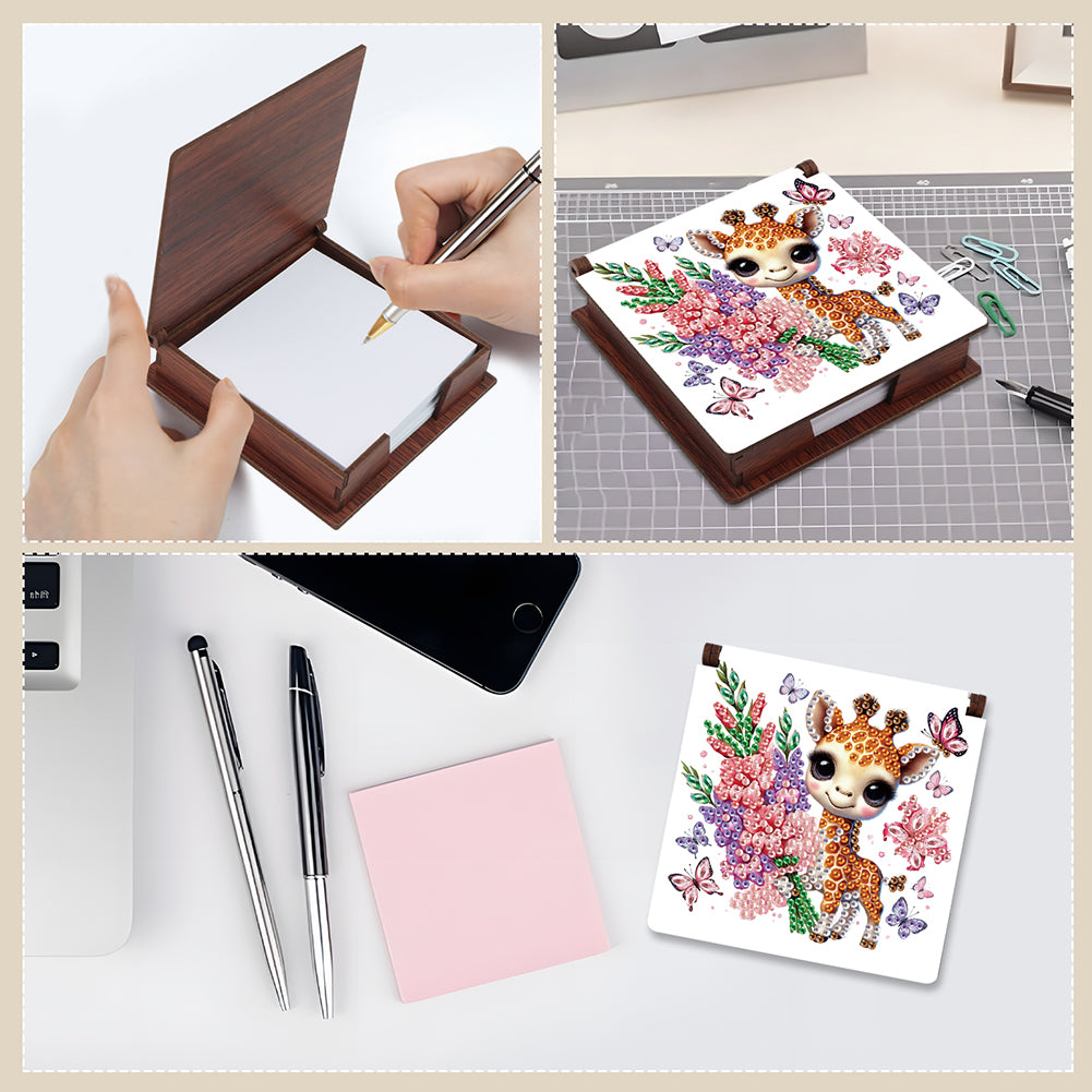 Animals Diamond Painting Notecard Box Gem Art Sticky Note Holder for Home Office
