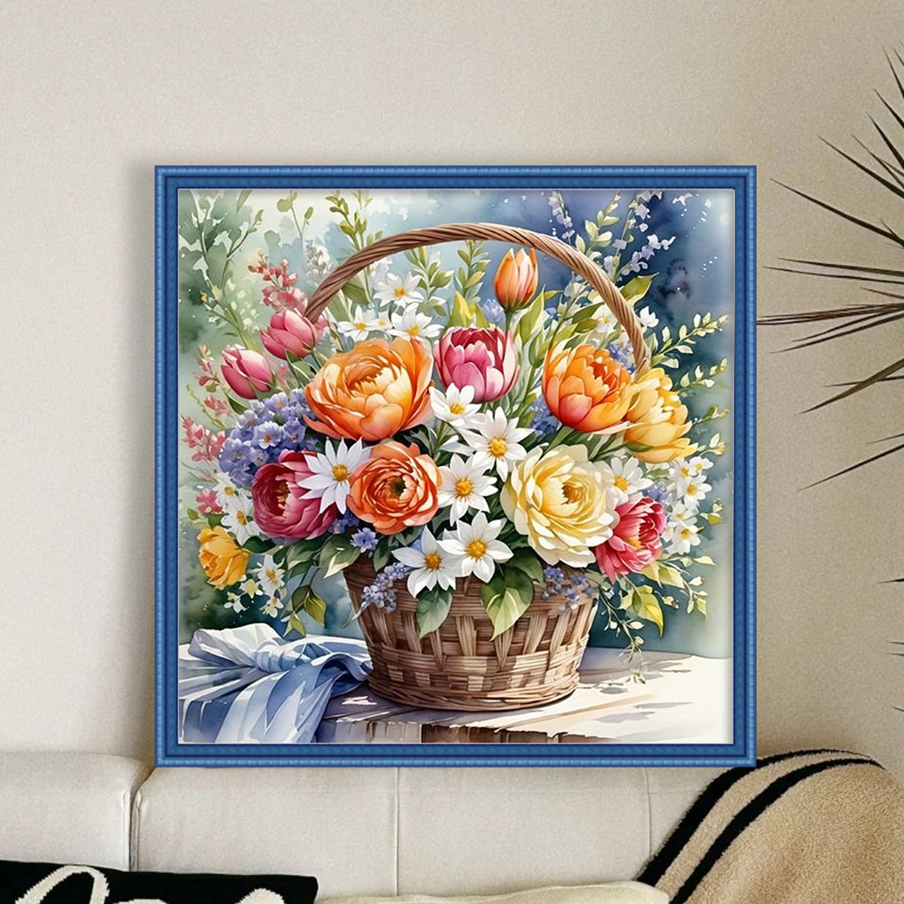 Vintage Flower Baskets - 11CT Stamped Cross Stitch 40*40CM
