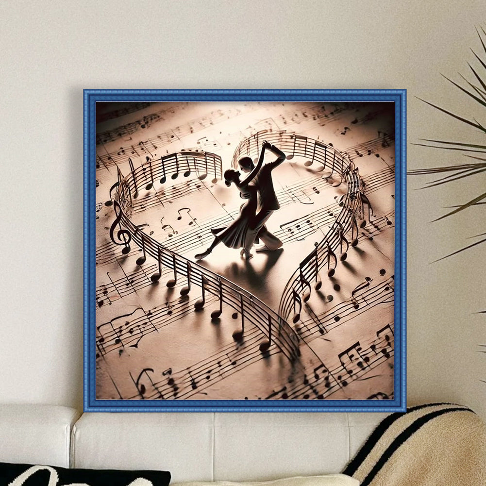Music Score Dancers - 11CT Stamped Cross Stitch 45*45CM