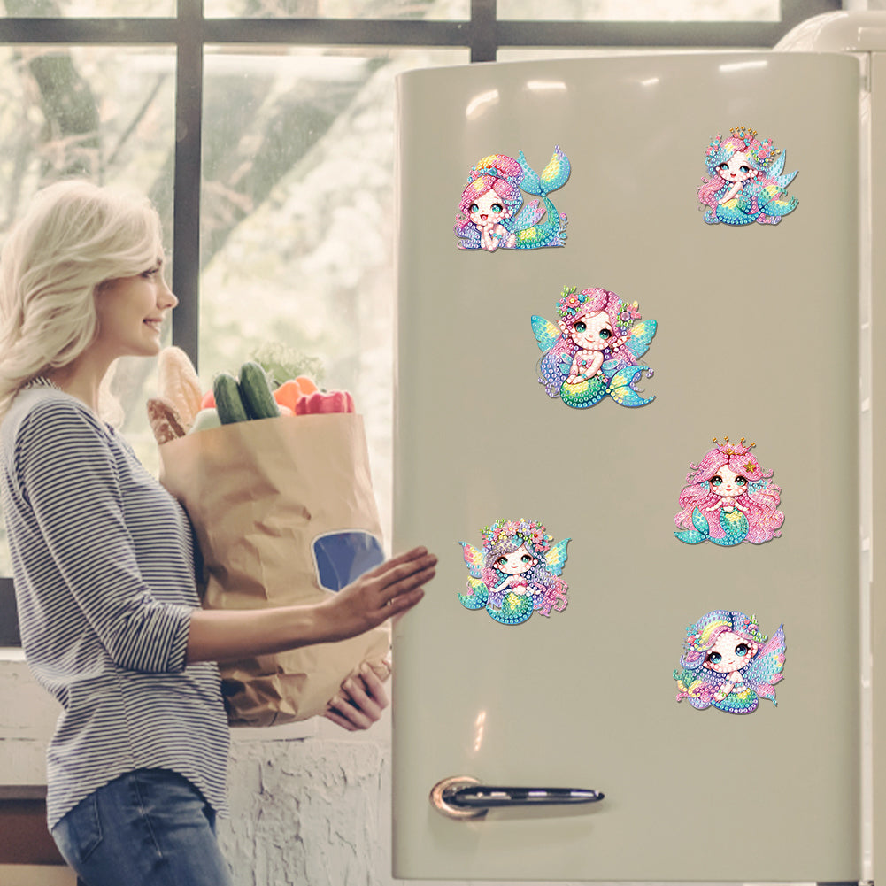 6Pcs Diamond Painting Refrigerator Magnets Diamond Art Kits for Adults Beginners