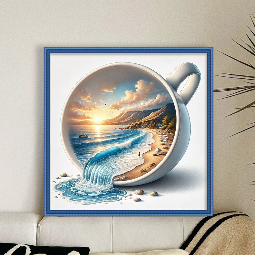 Sunset On The Seaside - 11CT Stamped Cross Stitch 40*40CM