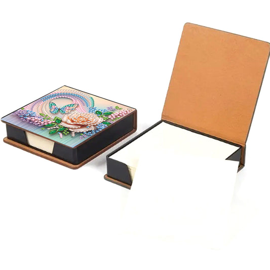 Animals Leather Diamond Art Note Box with 160 Sheets of Paper for DIY Art Craft