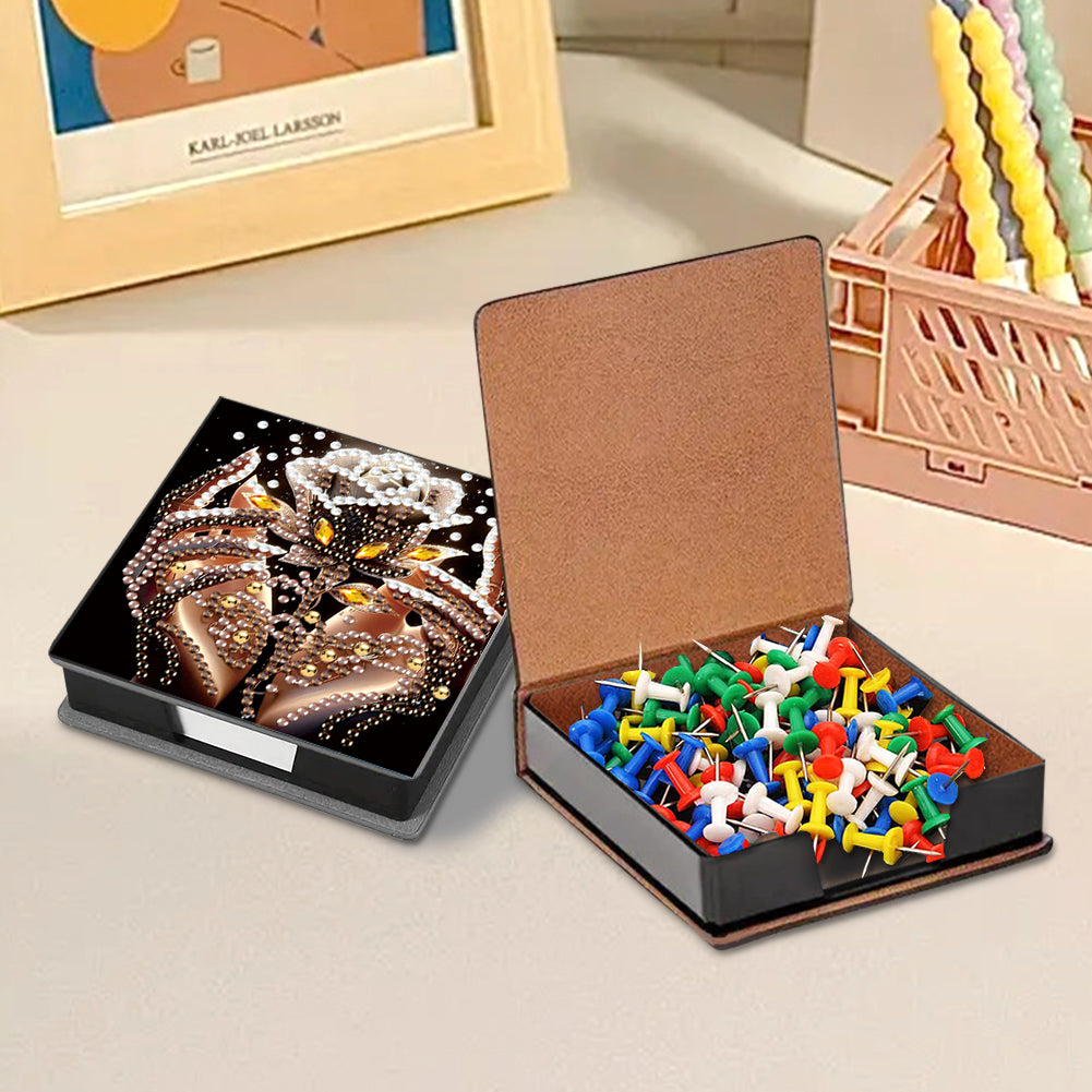 Animals Leather Diamond Art Note Box with 160 Sheets of Paper for DIY Art Craft