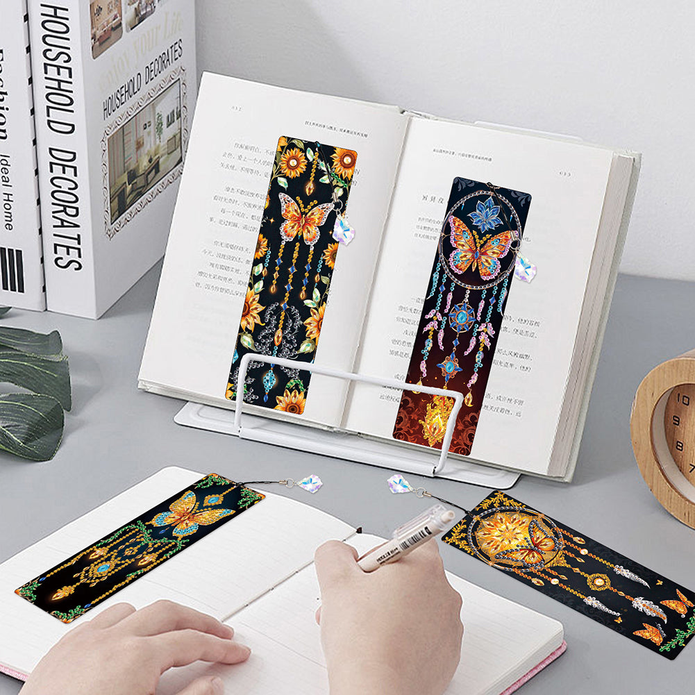 4Pcs Special Shape Dragonfly DIY Bookmarks Diamond Painting Kits for Book Lovers