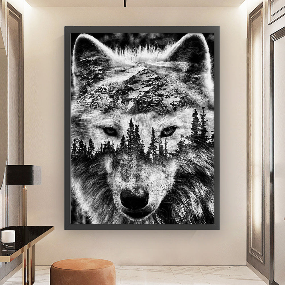 Silhouette-Wolf Head - 11CT Stamped Cross Stitch 50*65CM