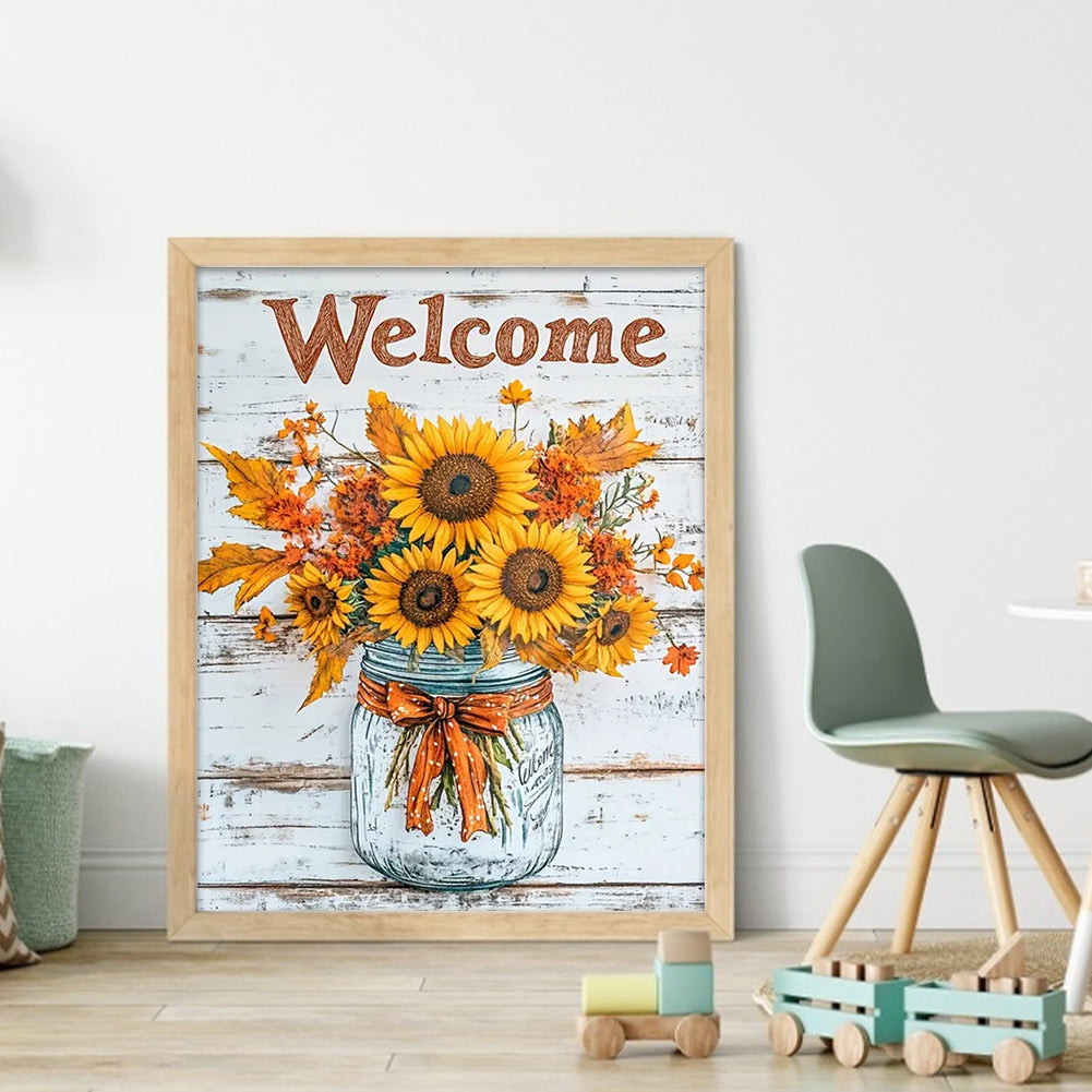 Sunflower Vase - 11CT Stamped Cross Stitch 40*50CM