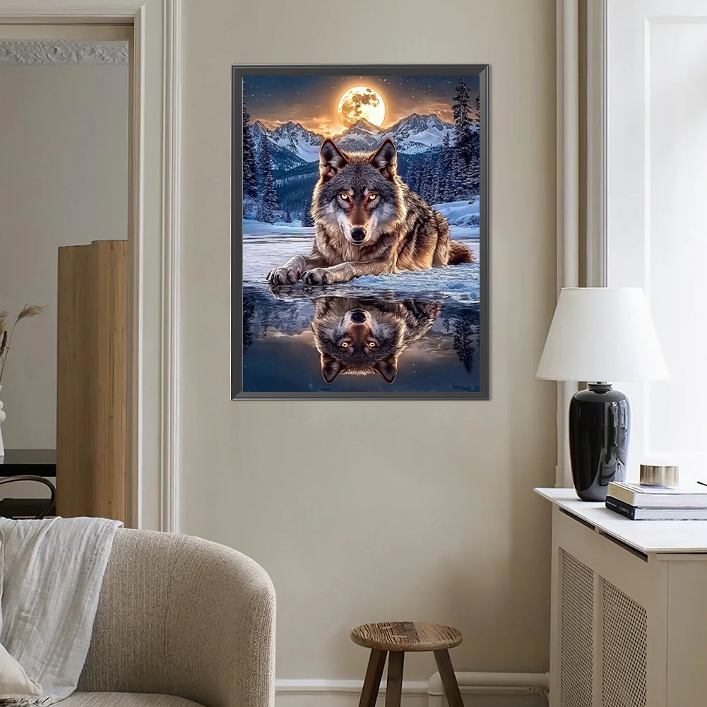 Moon Wolf - Full Round Drill Diamond Painting 40*50CM