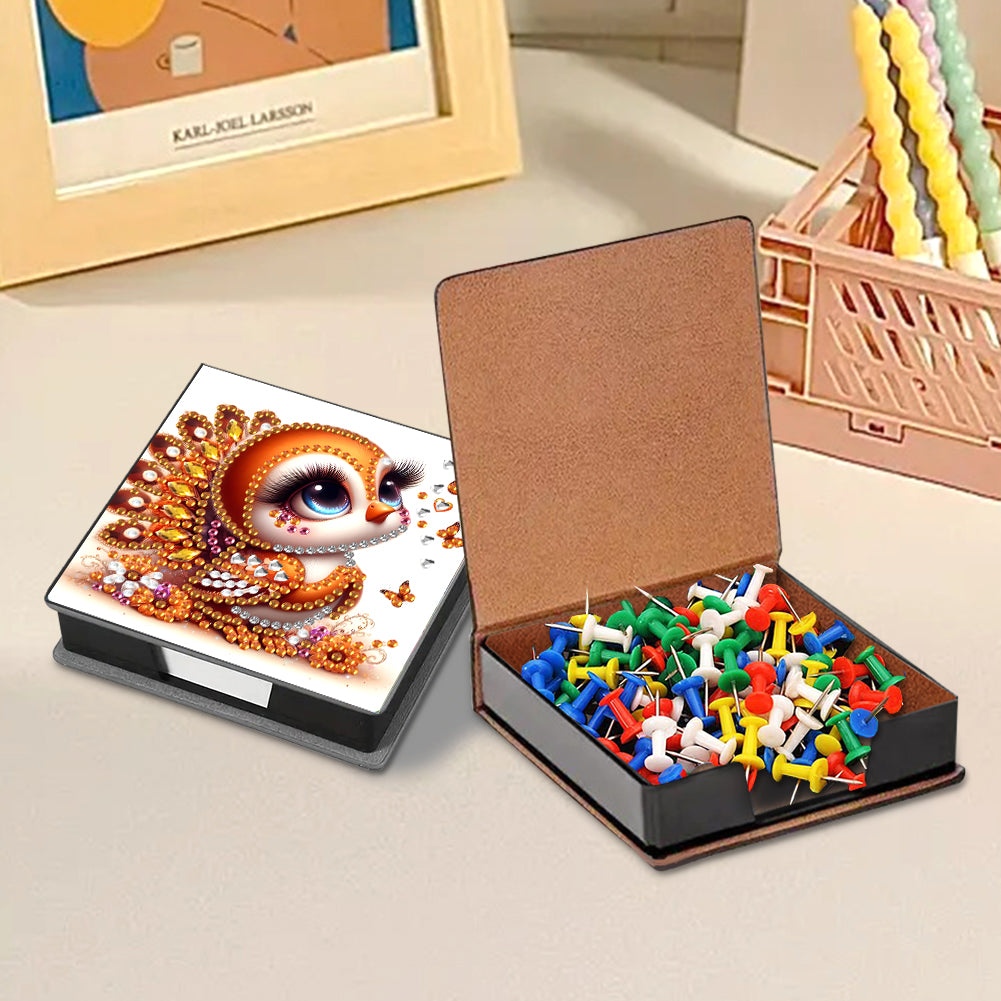 Leather Animals Diamond Painting Notecard Box Flowers Gem Art Sticky Note Holder