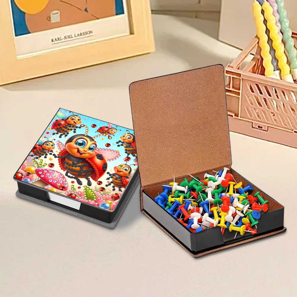 Leather Animals Diamond Painting Notecard Box Flowers Gem Art Sticky Note Holder