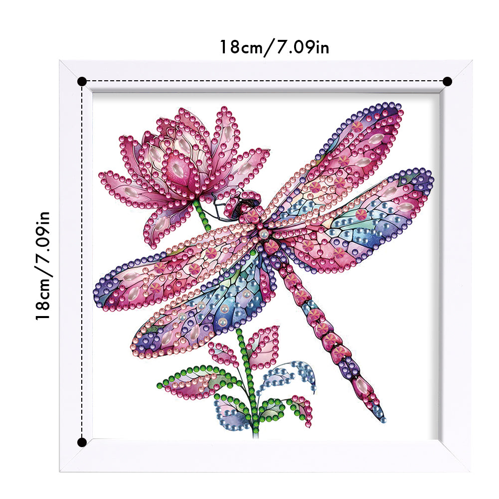 Pink Dragonfly - Special Shaped Drill Diamond Painting 18*18CM