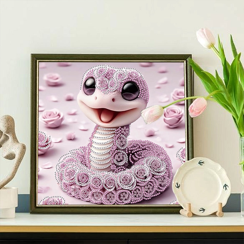 Funny Pink Snake - Special Shaped Drill Diamond Painting 30*30CM
