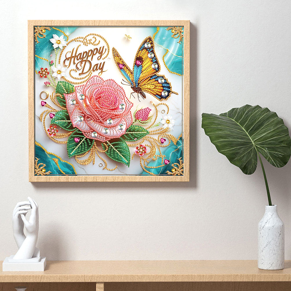 Flowers And Butterflies - Special Shaped Drill Diamond Painting 30*30CM