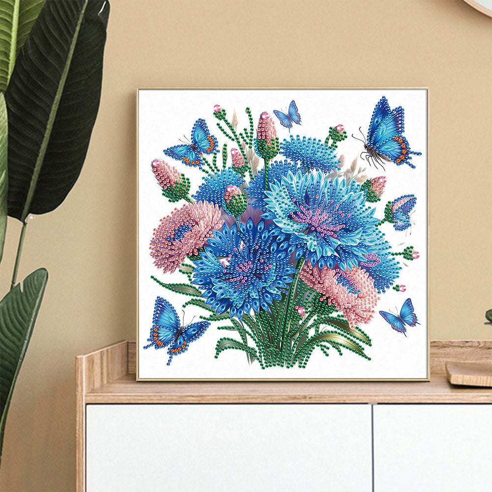 Flowers And Butterflies - Special Shaped Drill Diamond Painting 30*30CM