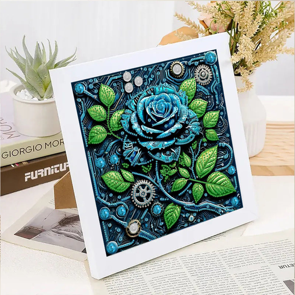 Blue Rose - Special Shaped Drill Diamond Painting 30*30CM