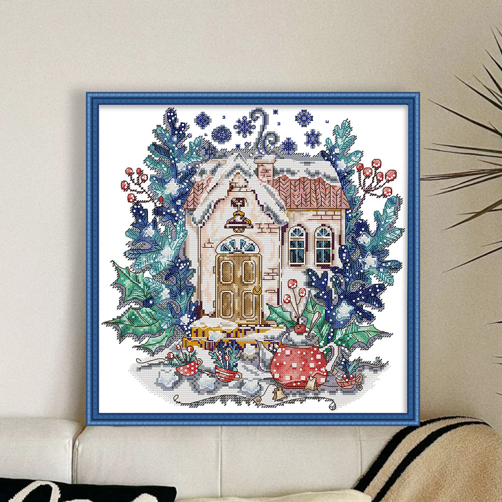 Winter Teapot - 14CT Stamped Cross Stitch 33*33CM(Joy Sunday)