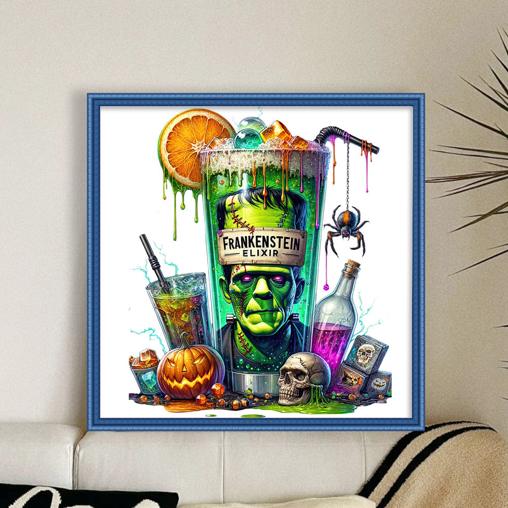 Halloween Wine Glass - 11CT Stamped Cross Stitch 50*50CM