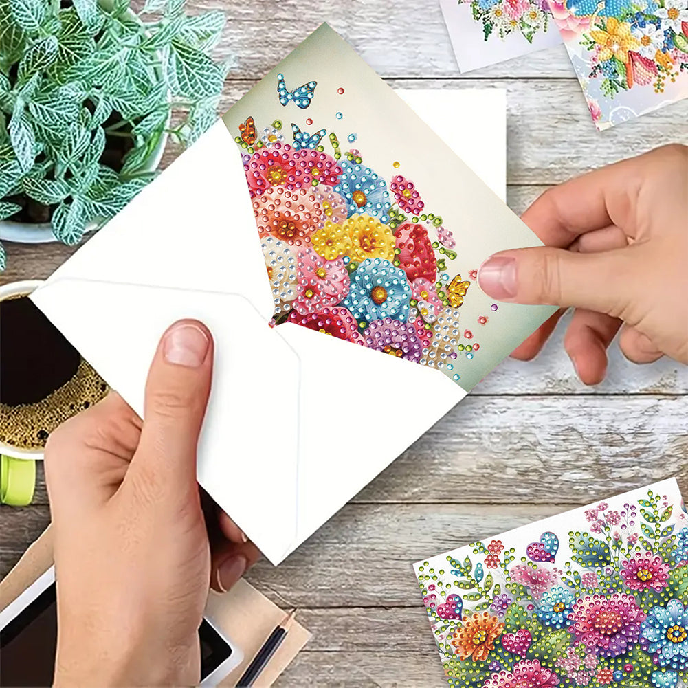 6PCS DIY Rhinestone Diamond Art Mosaic Postcards for Festivals and Celebrations