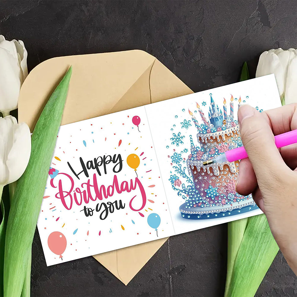 6PCS DIY Rhinestone Diamond Art Mosaic Postcards for Festivals and Celebrations